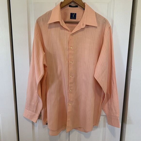 Van Heusen Modern Fit Shirt Button Front 17-17.5 (34-35) Cotton Blend Orange - Picture 7 of 7